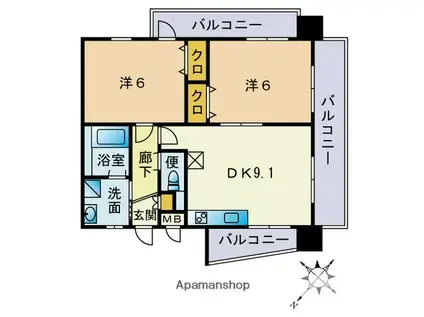 RUSSIE 博多駅南(2LDK/8階)の間取り写真