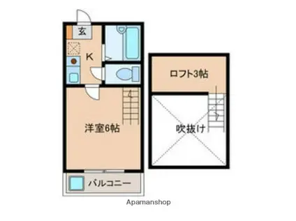 ハーベスト別府(1K/1階)の間取り写真