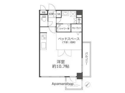 リアン西新(1LDK/4階)の間取り写真