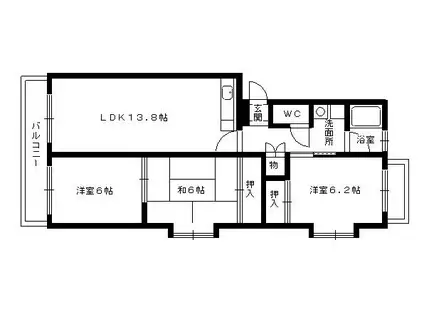 サンハイツやひろ(3LDK/2階)の間取り写真