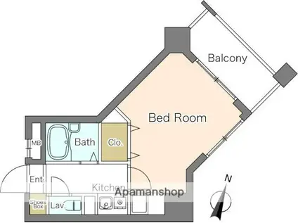 ノアーズアーク福岡薬院(1K/4階)の間取り写真