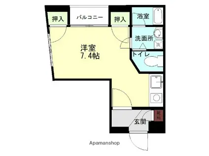 ローズマンション友丘(1K/1階)の間取り写真