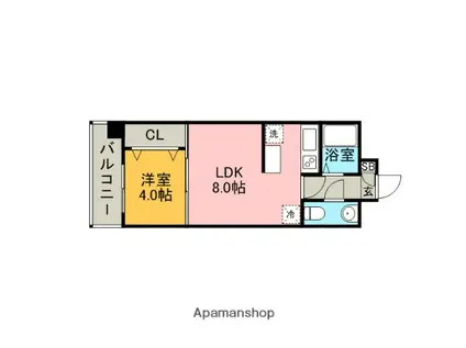 エステート・モア シャトー薬院(1LDK/9階)の間取り写真