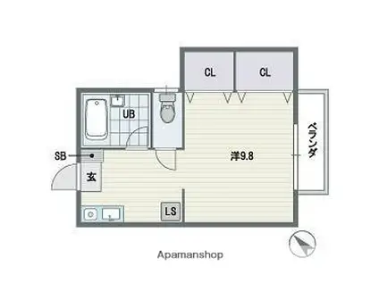 フレッシュ高宮(ワンルーム/2階)の間取り写真