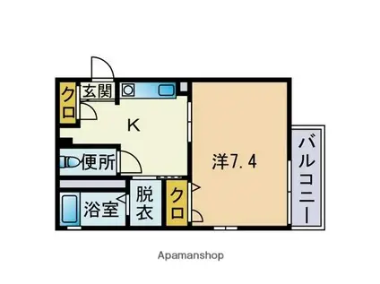 コンテパルティロ美野島(1K/2階)の間取り写真