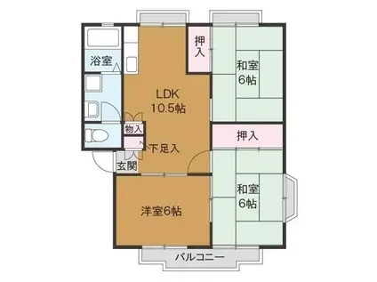 ハーミテッジ多賀(3SDK/2階)の間取り写真