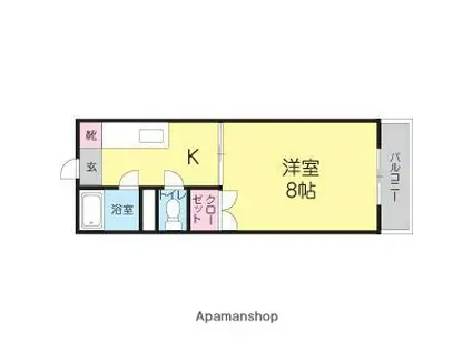 アネックス西片江(1K/1階)の間取り写真