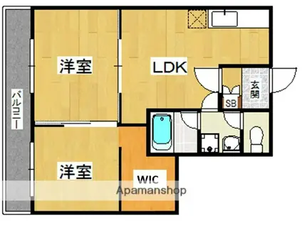 サンセーヌ城西(2LDK/7階)の間取り写真