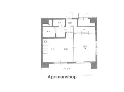 ネオハイツ大名Ⅱ(1DK/4階)の間取り写真