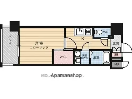 エンクレスト天神MERS2(1K/11階)の間取り写真