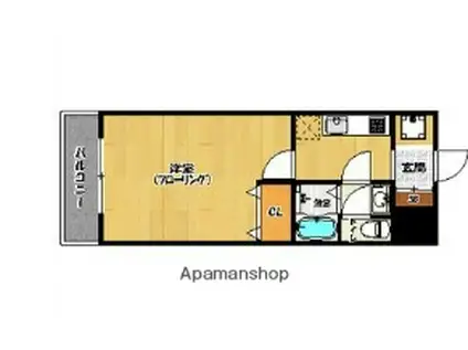 コンポート南片江(1K/2階)の間取り写真