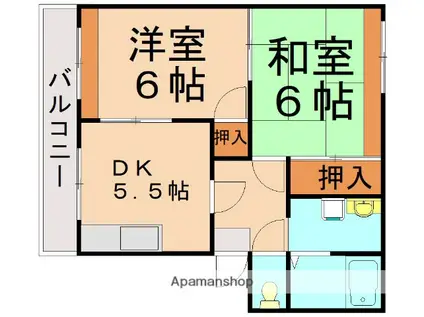 パークサイド七隈(2DK/1階)の間取り写真