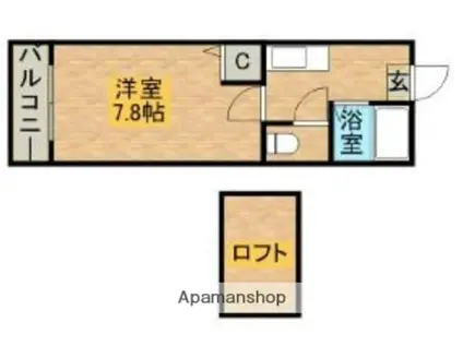 コスモフラット(1K/2階)の間取り写真