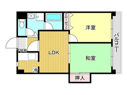 ベイサイド小戸(2DK/4階)の間取り写真