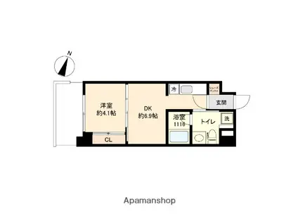 レジディア警固(1DK/3階)の間取り写真