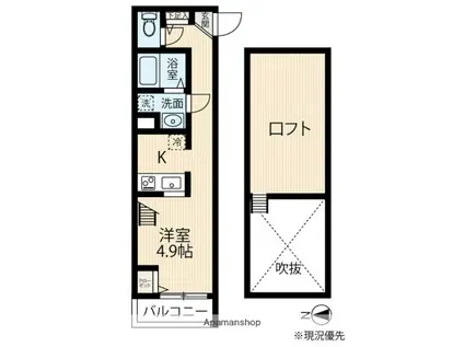 BRAVE姪浜(1K/2階)の間取り写真