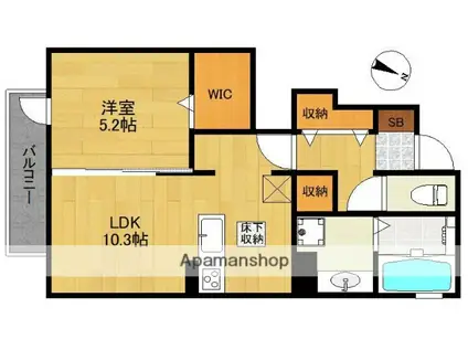 D-ROOM彩都ピア(1LDK/1階)の間取り写真