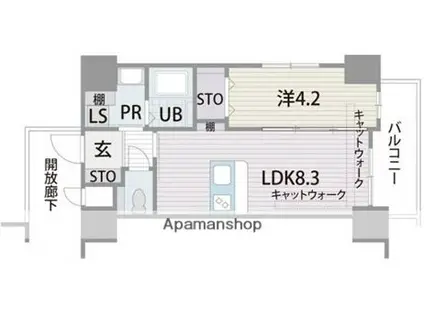 マリアヴィラ高宮(1LDK/8階)の間取り写真