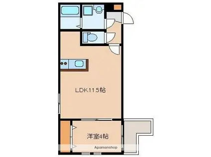 リテラ姪浜(1LDK/2階)の間取り写真