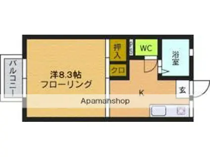 フローレス松山(1K/1階)の間取り写真