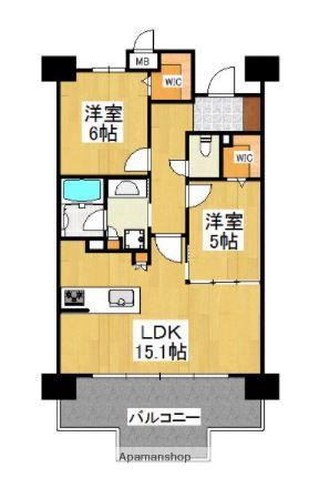 レジア 赤坂テラス(2LDK/6階)の間取り写真