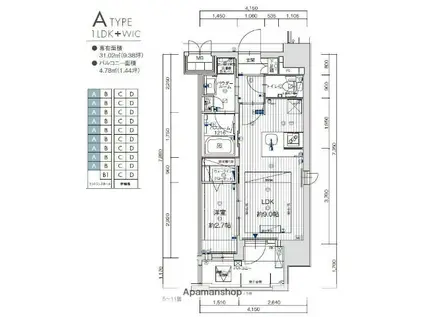 グランフォーレ西新パサージュ(1LDK/3階)の間取り写真