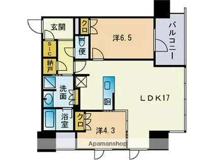 ザ・ライオンズ大濠公園(2LDK/3階)の間取り写真