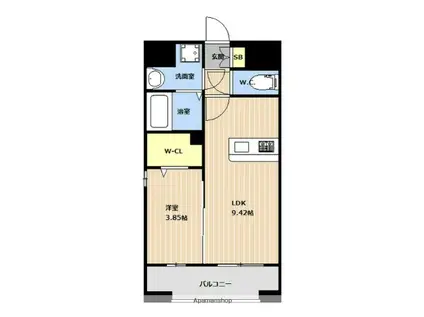 LIBTH薬院PREMIER(1LDK/3階)の間取り写真