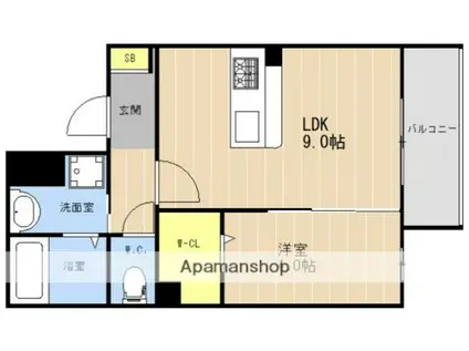 LIBTH高宮東Ⅱ(1LDK/3階)の間取り写真