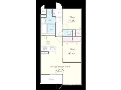 SPREAD HILLS K(2LDK/1階)の間取り写真