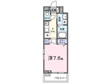アドヴァン姪浜 E棟(1K/2階)の間取り写真