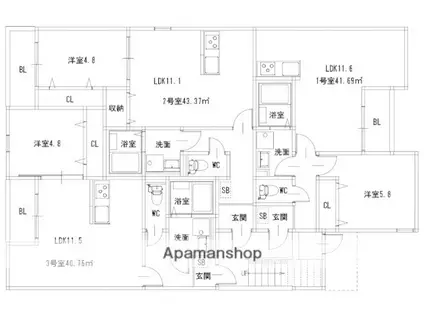IMAXレジデンス博多南(1LDK/2階)の間取り写真