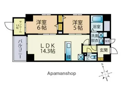 大手門3丁目ビル(2SLDK/4階)の間取り写真