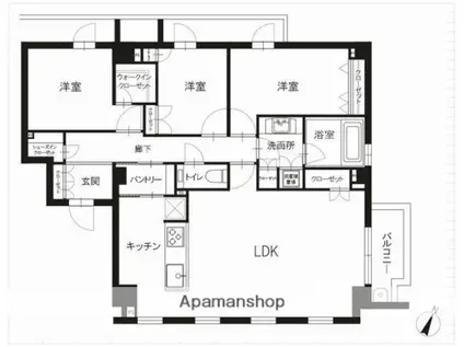 グランドキャッスル赤坂(3LDK/1階)の間取り写真