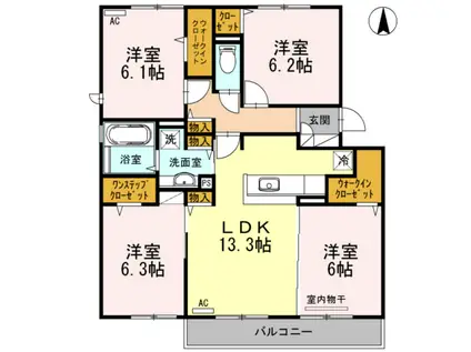 リヴェール七隈A棟(4LDK/2階)の間取り写真