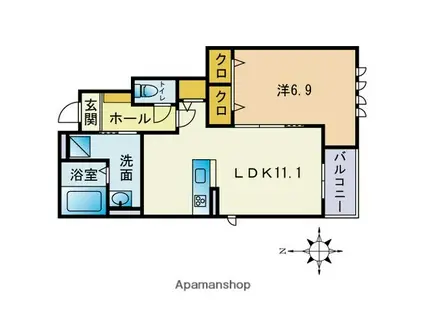 BELL GRACE(1LDK/1階)の間取り写真