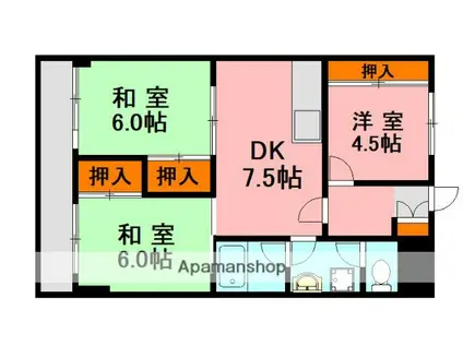 大産清水ビル(3DK/2階)の間取り写真