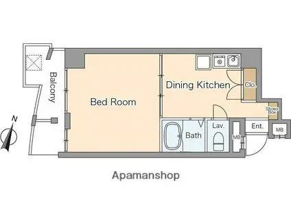 ノアーズアーク福岡薬院(1DK/4階)の間取り写真