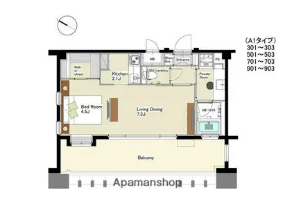 THEPALACENAGAHAMABAYザ・パレス長浜ベ(1LDK/3階)の間取り写真