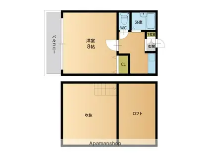 ラルジュ・ボン(1K/2階)の間取り写真