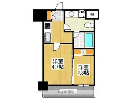 ルネッサンス21薬院サウス(2K/2階)の間取り写真