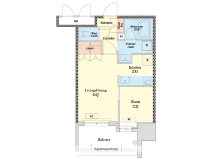 RJRプレシア博多(1LDK/5階)の間取り写真