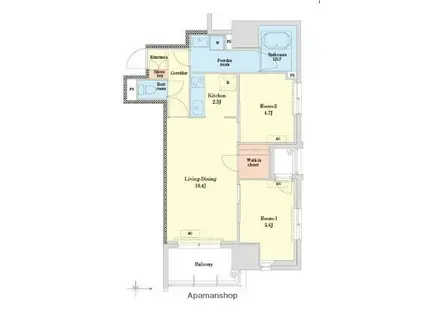 RJRプレシア博多(2LDK/10階)の間取り写真