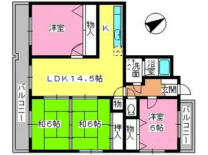 ファミール野間(4LDK/7階)の間取り写真