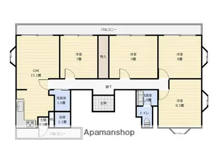 桜坂藤和レジデンス(4LDK/2階)の間取り写真