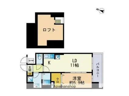 ネクストオーク大名(1LDK/3階)の間取り写真