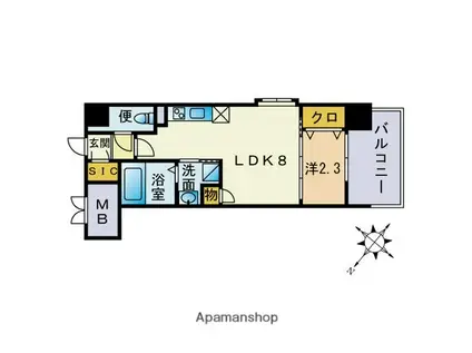 RLIVS 天神南(1LDK/2階)の間取り写真
