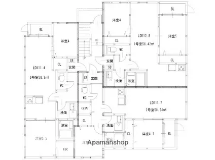 高宮3丁目AP(2LDK/3階)の間取り写真