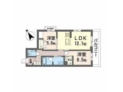 SHMプリミエール鳥飼八幡宮(2LDK/2階)の間取り写真