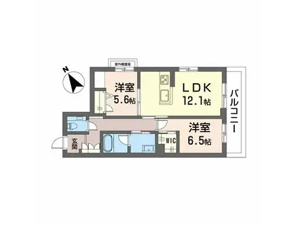 SHMプリミエール鳥飼八幡宮(2LDK/3階)の間取り写真